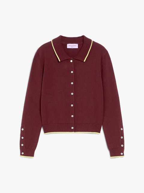 Бордовий кардиган Weekend Max Mara з бавовняної пряжі: фото - Invogue