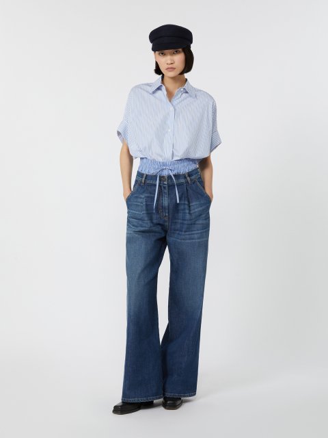 Блакитна сорочка WEEKEND MAX MARA з бавовняного попліну: фото 2 - Invogue