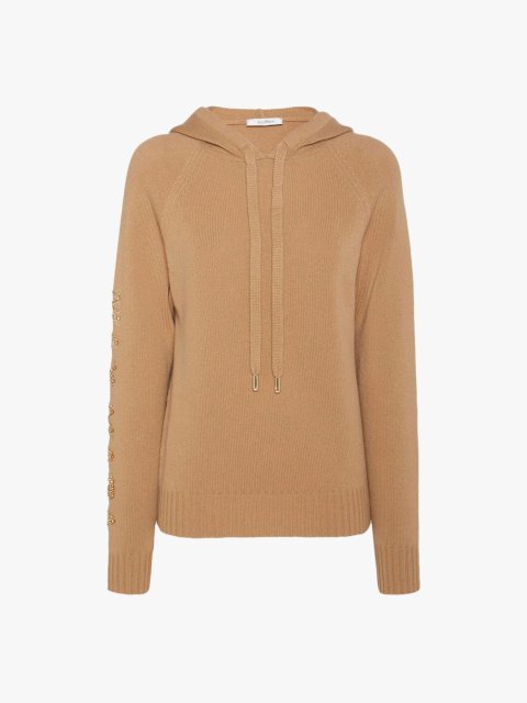 Темно-бежевый свитер Max Mara из шерсти и кашемира с капюшоном: фото - Invogue