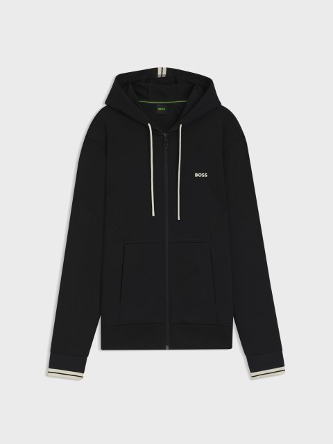 Чёрный свитшот BOSS из хлопка: фото - Invogue