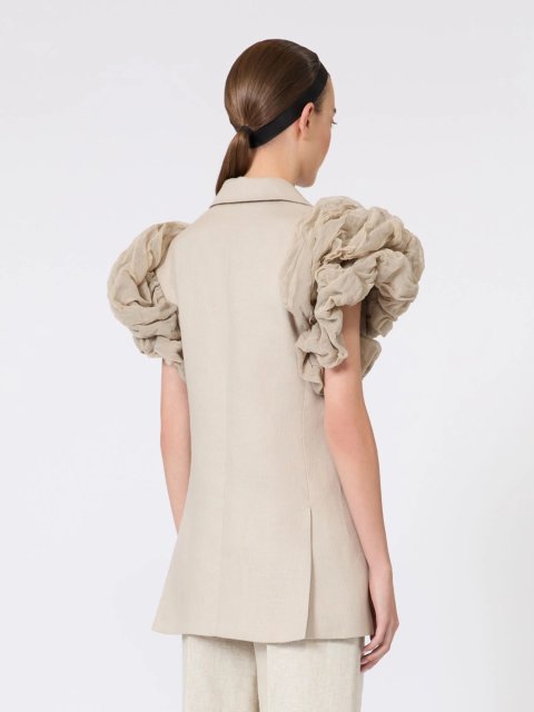 Бежевий жакет Max Mara з льону: фото 3 - Invogue