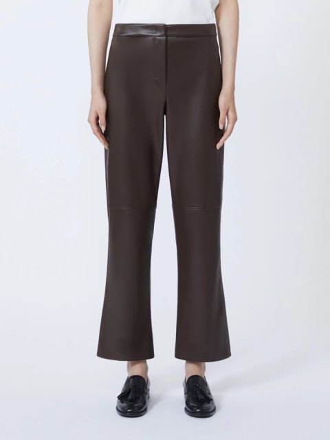 Шоколадные брюки MAX MARA из экокожи: фото 2 - Invogue