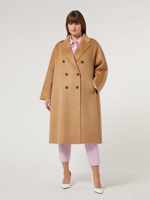 Темно-бежевое пальто Marina Rinaldi двубортное: фото 1 - Invogue