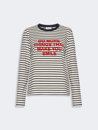 Белая футболка Weekend Max Mara в полоску из хлопка и эластана: фото - Invogue