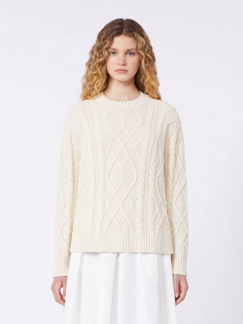 Кремовий светр WEEKEND MAX MARA з суміші бавовни: фото 2 - Invogue