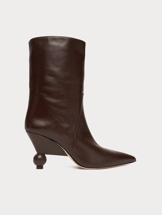 Темно-коричневі ботильйони WEEKEND MAX MARA зі шкіри: фото - Invogue