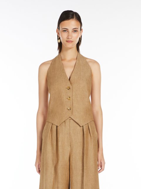 Світло-коричневий жилет Max Mara з льону: фото 2 - Invogue