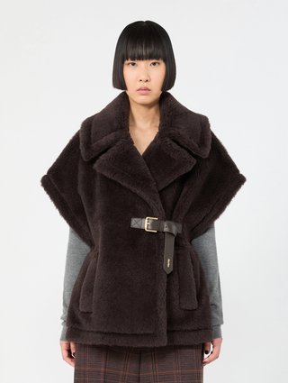 Коричневый кейп Max Mara из альпаки и шерсти: фото 2 - Invogue