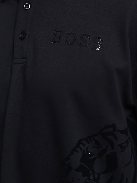 Черное поло BOSS: фото 4 - Invogue