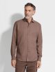 Темно-коричнева сорочка ZEGNA з бавовни та кашеміру: фото 3 - Invogue