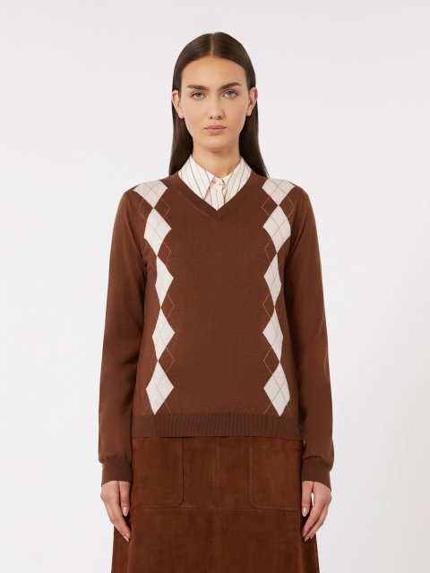 Шоколадний светр MAX MARA з вовни та шовку: фото 2 - Invogue