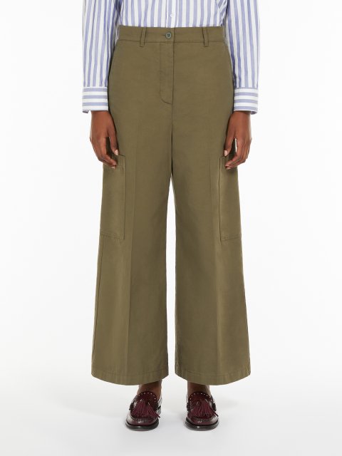 Брюки кольору хакі WEEKEND MAX MARA з накладними кишенями: фото 2 - Invogue