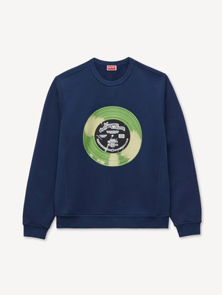 Сине-чёрный свитшот Kenzo из хлопка: фото - Invogue