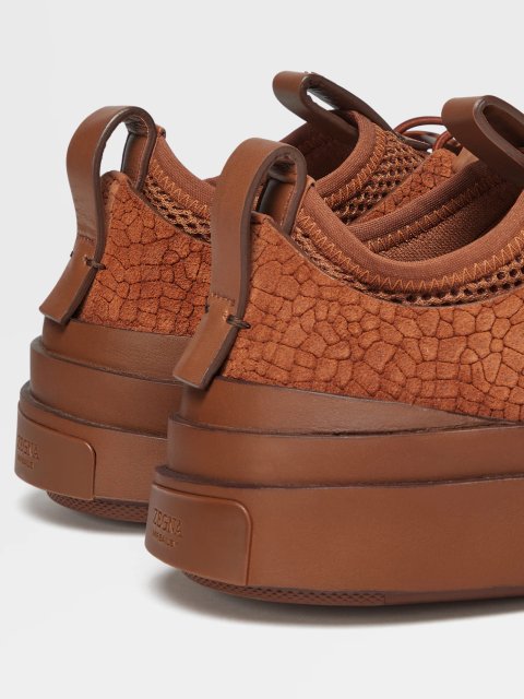 Коричневі снікерси Zegna з замши з каучуковою підошвою: фото 3 - Invogue