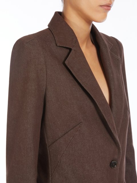 Коричневий жакет Max Mara бавовняний: фото 4 - Invogue
