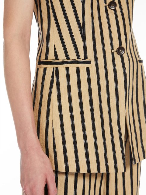 Жилет у смужку Max Mara з льону та бавовни: фото 4 - Invogue