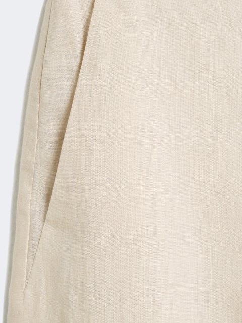 Бежевые брюки Max Mara из льна: фото 2 - Invogue