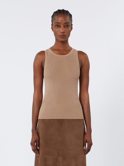 Бежевий топ MAX MARA у рубчик: фото 2 - Invogue