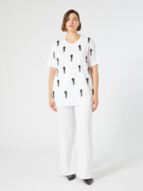 Белые брюки Marina Rinaldi из смеси льна: фото 1 - Invogue