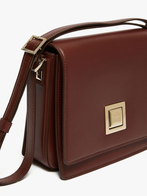 Бордовая сумка MAX MARA из кожи с металлической застежкой: фото 4 - Invogue