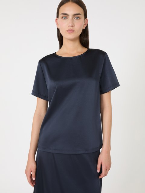 Темно-синя блуза WEEKEND MAX MARA атласна: фото 4 - Invogue