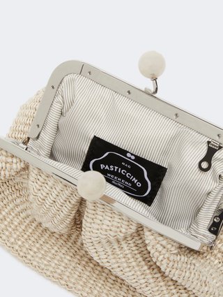 Бежевая сумка Pasticcino Weekend Accessories с эффектом рафии: фото 4 - Invogue