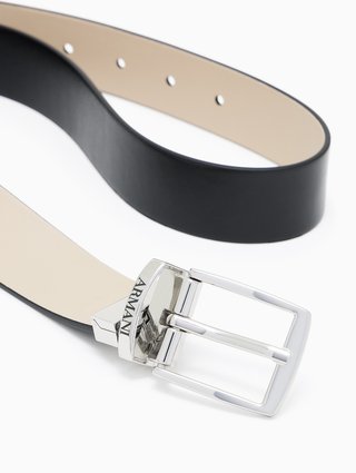 Черно-бежевый двусторонний ремень Emporio Armani из полиуретана: фото 2 - Invogue