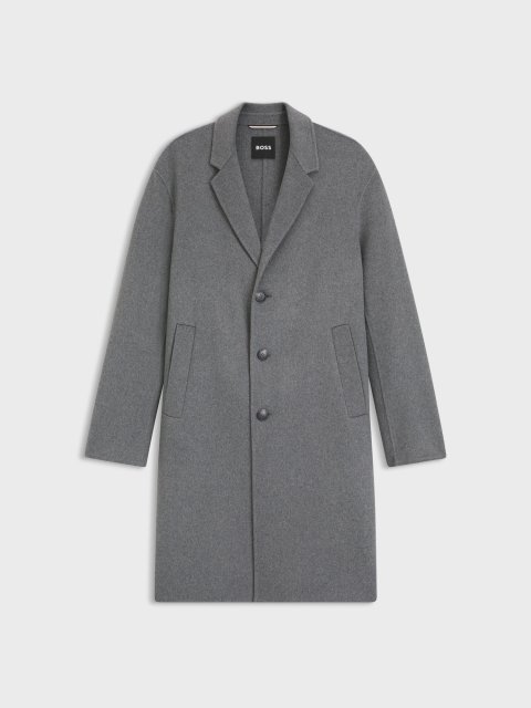 Серое пальто BOSS из шерсти: фото - Invogue