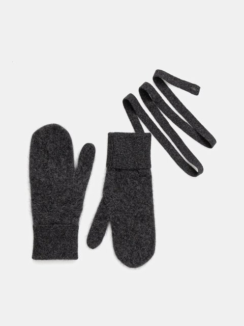 Тёмно-серые варежки MARELLA из шерсти и кашемира: фото - Invogue