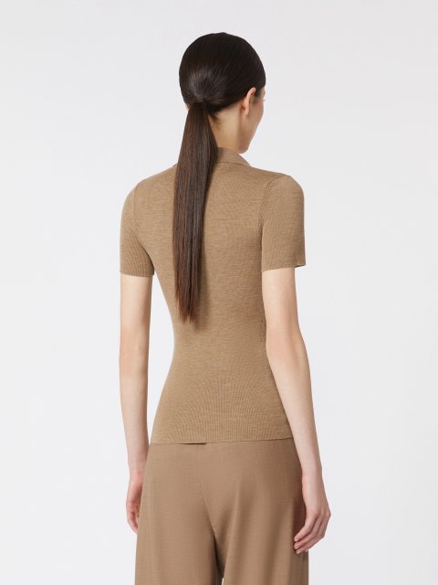 Бежевое поло MAX MARA из шерсти: фото 3 - Invogue