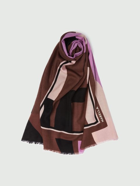 Шарф Marella из шерсти с узором и бахромой: фото - Invogue