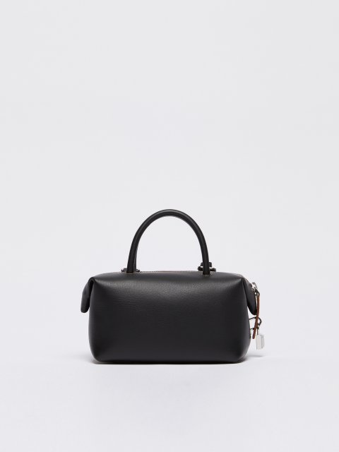 Черная сумка-саквояж Max Mara кожаная: фото 3 - Invogue