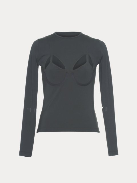 Черный топ PUSHBUTTON с вырезами: фото - Invogue