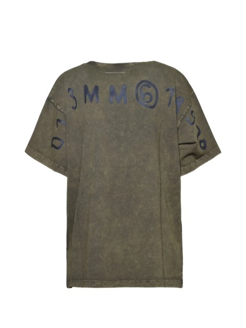 Футболка кольору хакі MM6 Maison Margiela з бавовни: фото 1 - Invogue