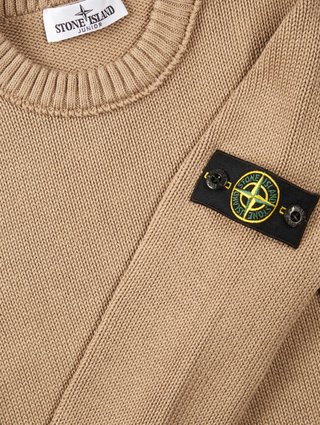 Бежевий светр STONE ISLAND KIDS з бавовни: фото 1 - Invogue