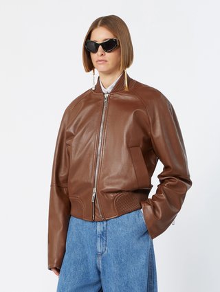 Коричневая куртка Sportmax из кожи: фото 4 - Invogue