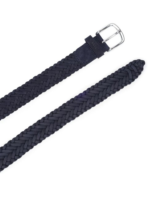 Темно-синий ремень BOSS замшевый: фото 2 - Invogue