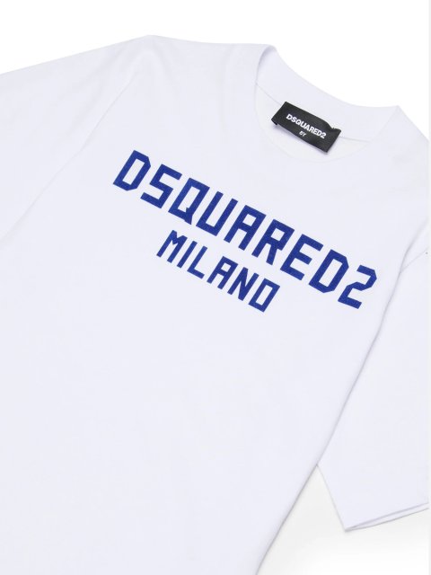 Біла футболка Dsquared з бавовни з контрастним принтом: фото 3 - Invogue