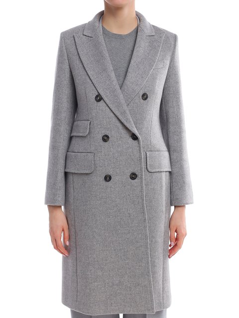Серое пальто WEEKEND MAX MARA: фото 3 - Invogue