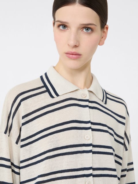 Білий кардиган Max Mara з льону вільного крою: фото 4 - Invogue