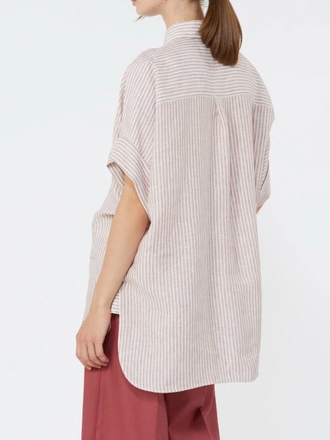 Рожева сорочка Weekend Max Mara у білу смужку з льону: фото 2 - Invogue