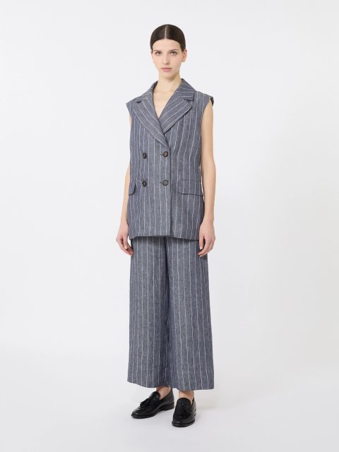 Синій жилет в смужку Max Mara з льону: фото 1 - Invogue