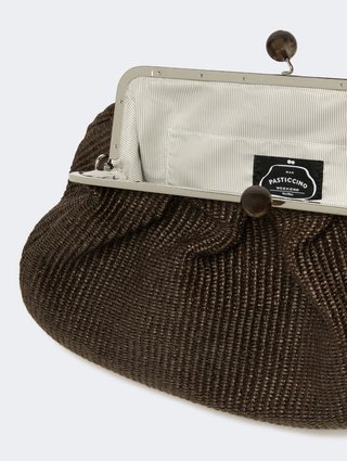Темно-коричнева сумка Pasticcino Weekend Accessories з ефектом рафії: фото 4 - Invogue