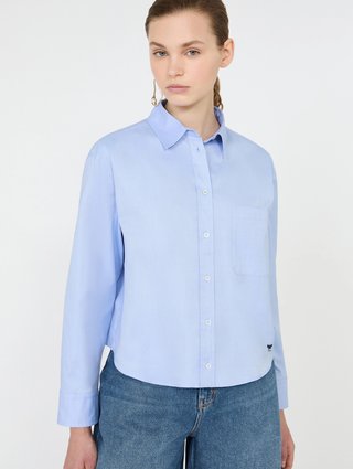 Голубая рубашка Weekend Max Mara из хлопка: фото 4 - Invogue