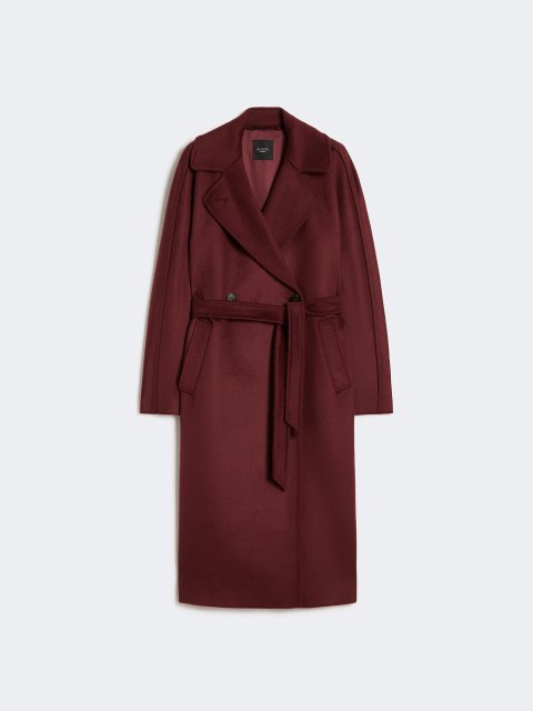 Бордове пальто WEEKEND MAX MARA з чистої вовни: фото - Invogue