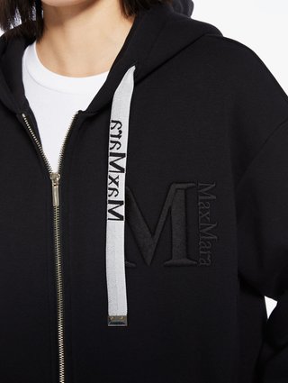 Черная длинная толстовка Max Mara с капюшоном на шнурке: фото 3 - Invogue