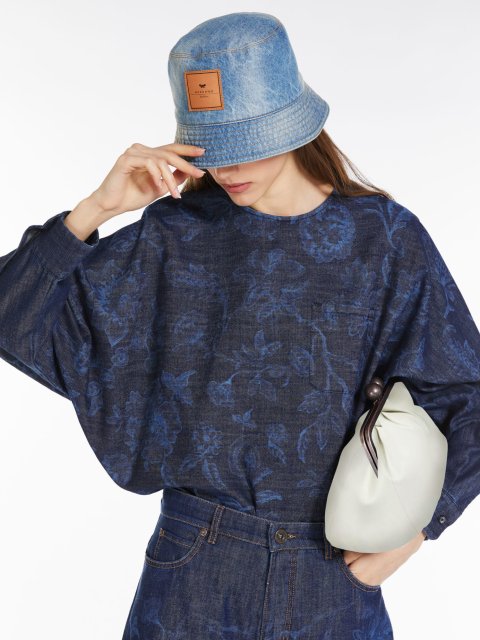 Темно-синя сорочка WEEKEND MAX MARA з квітковим принтом: фото 4 - Invogue