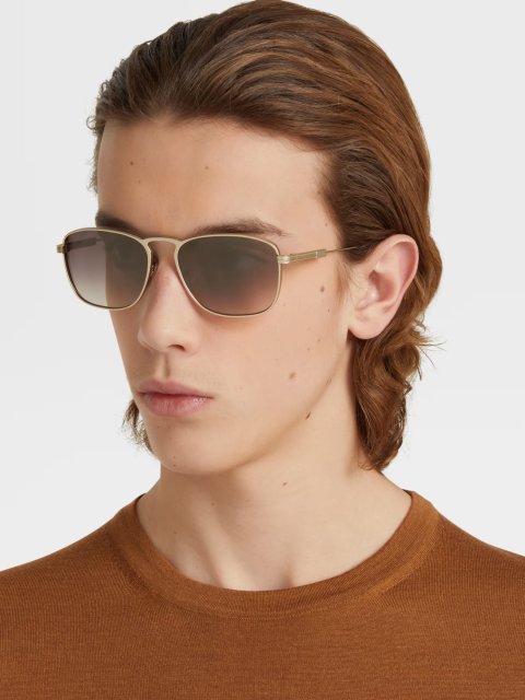 Сонцезахисні окуляри Zegna в металевій оправі: фото 1 - Invogue