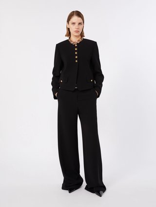 Чорні брюки Max Mara з каді: фото 1 - Invogue