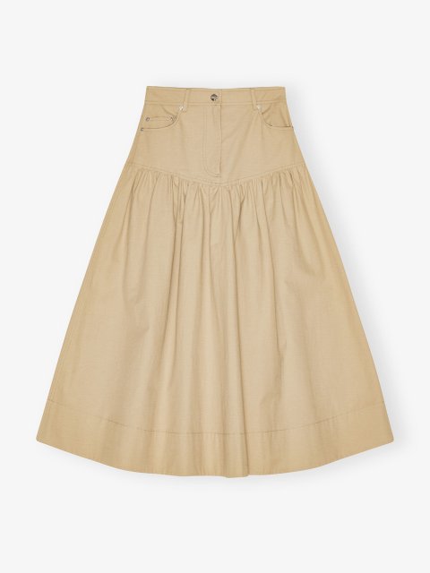 Бежева спідниця GANNI з бавовни та льону: фото - Invogue
